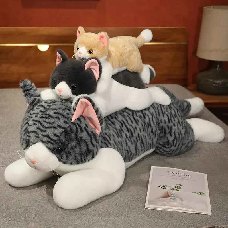 Sleeping kitten-inspired plush cuddle pillow