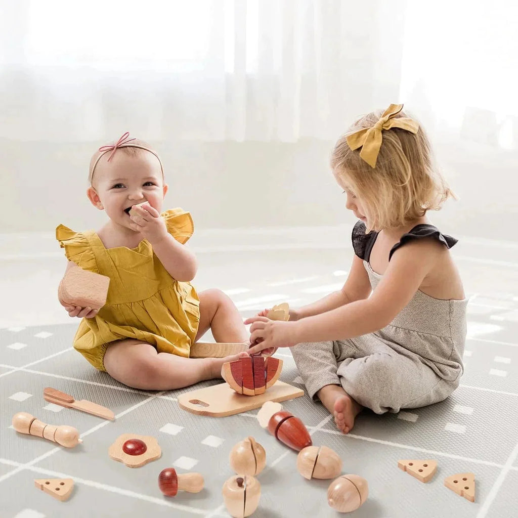 Tiny Land Slice & Serve | Wooden Cutting Play Food Set