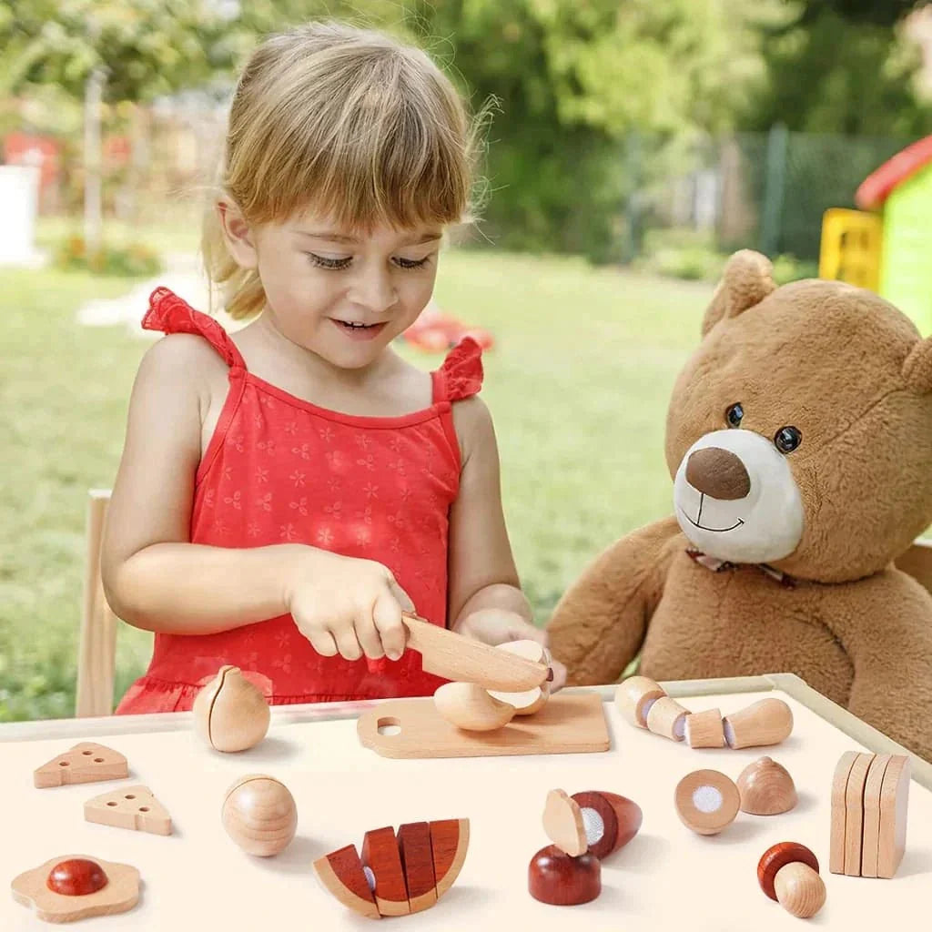 Tiny Land Slice & Serve | Wooden Cutting Play Food Set
