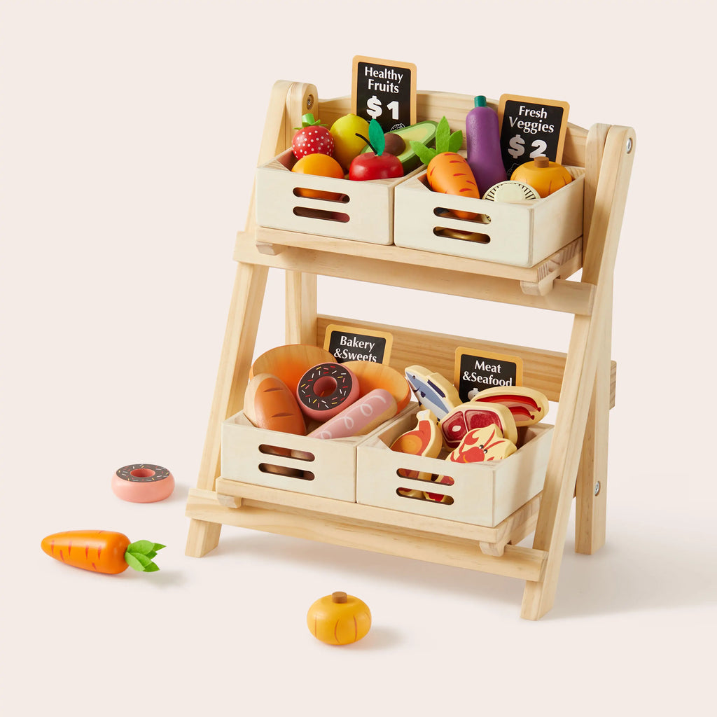 Tiny Land Kitchen Keeper | Wooden Play Food Storage Rack