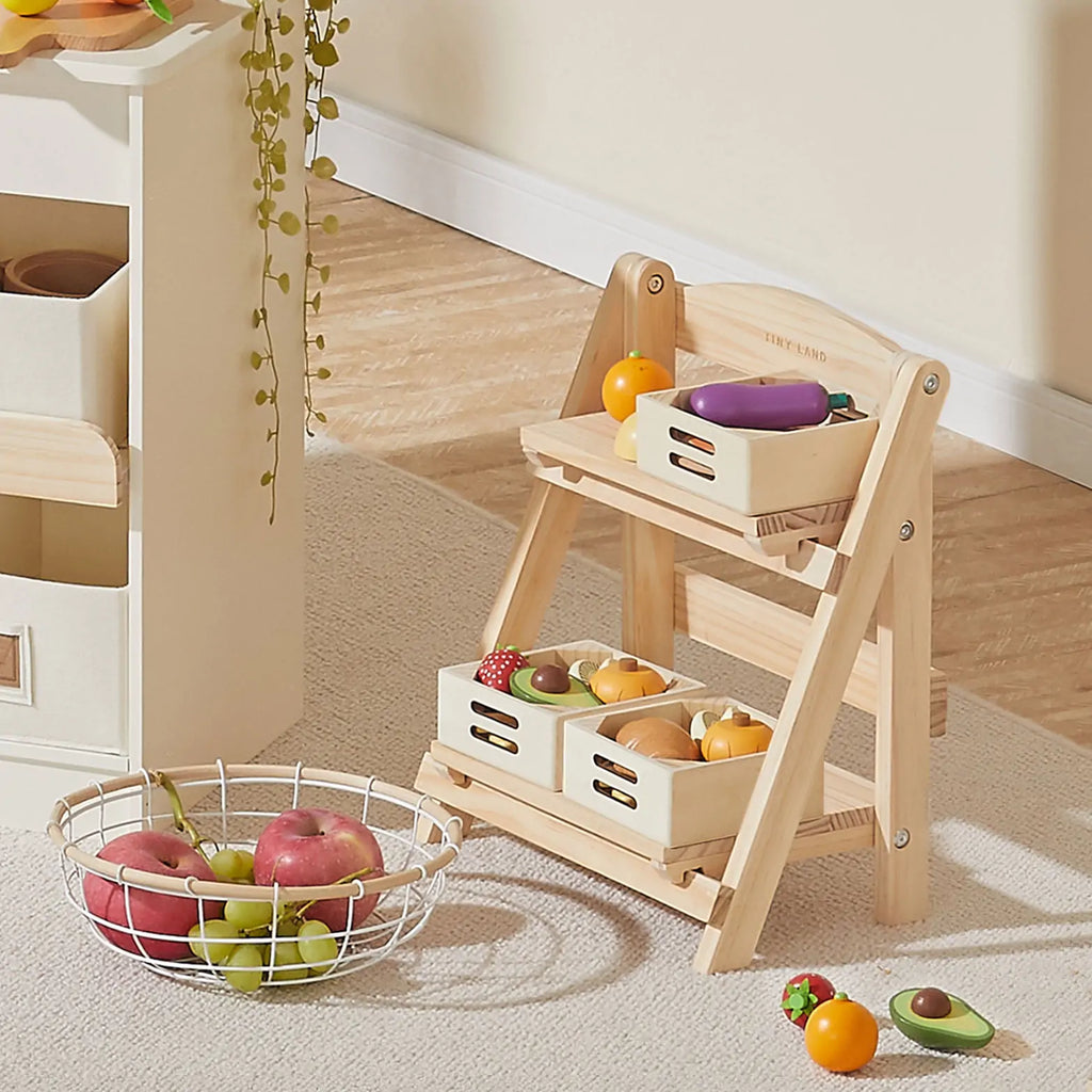 Tiny Land Kitchen Keeper | Wooden Play Food Storage Rack