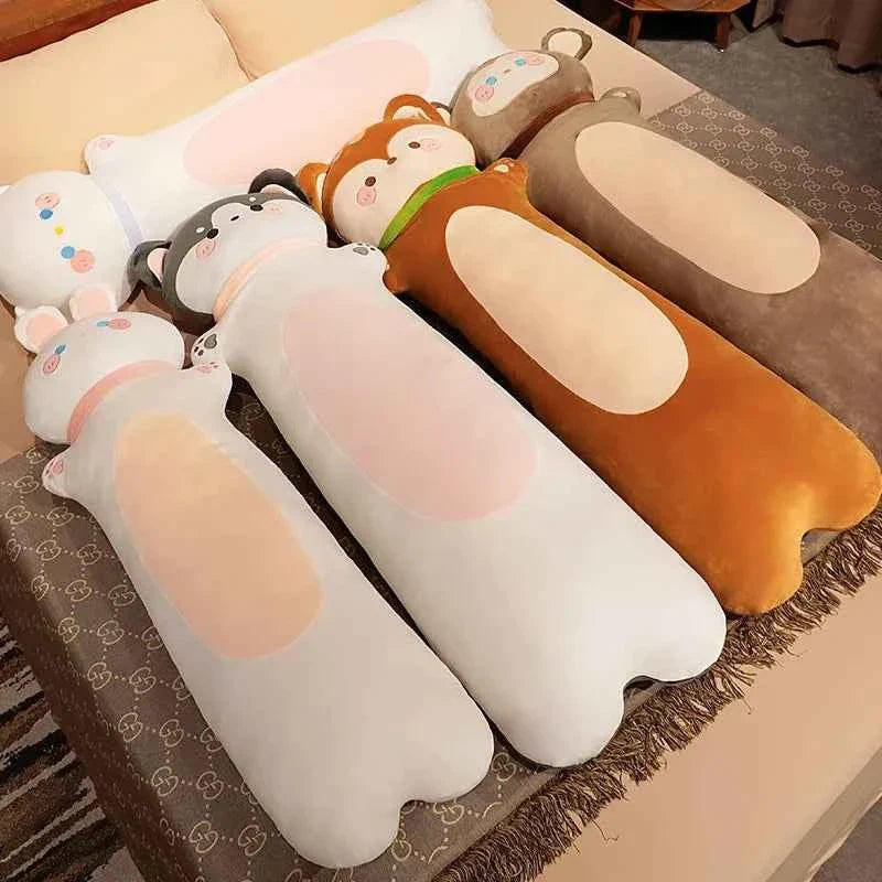 Long animal plush body pillow
