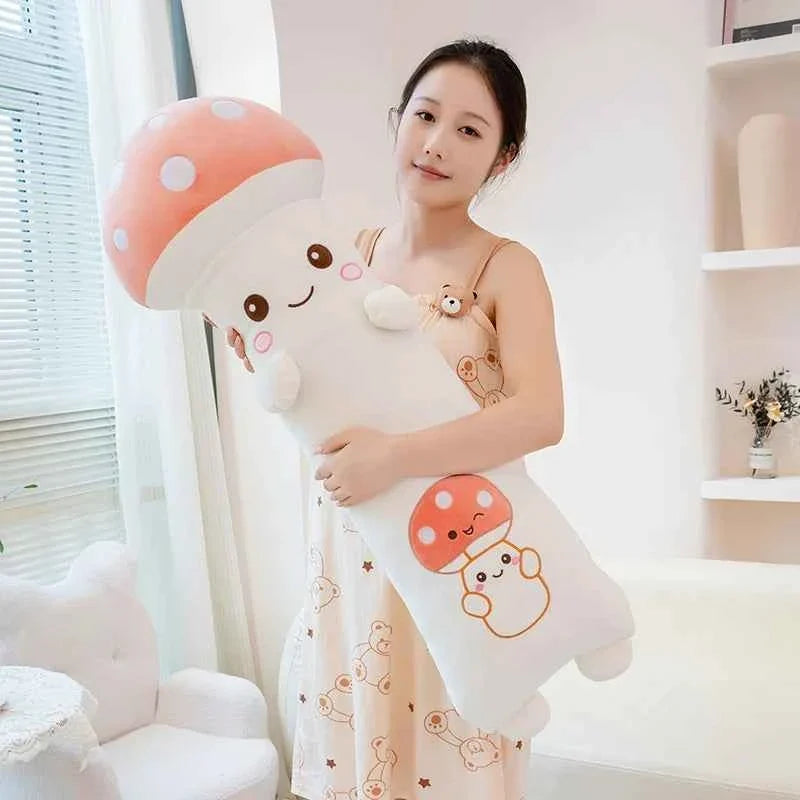 White long-legged sleeping mushroom plush pillow