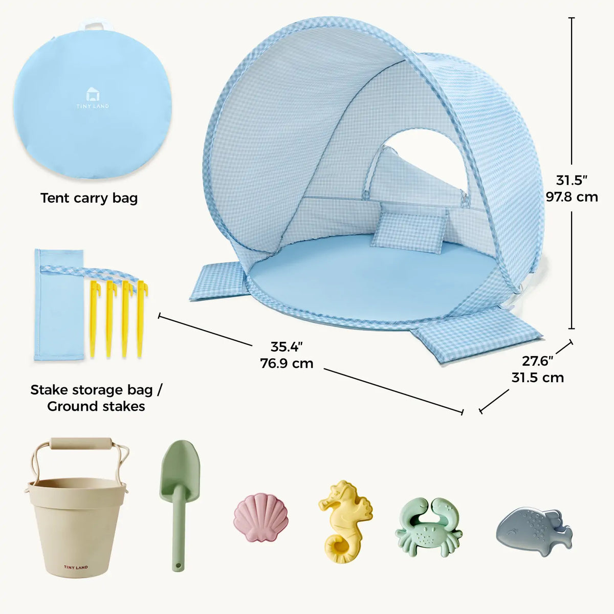 Tiny Land Beach Day | Kids Beach Tent & Sand Toy Set