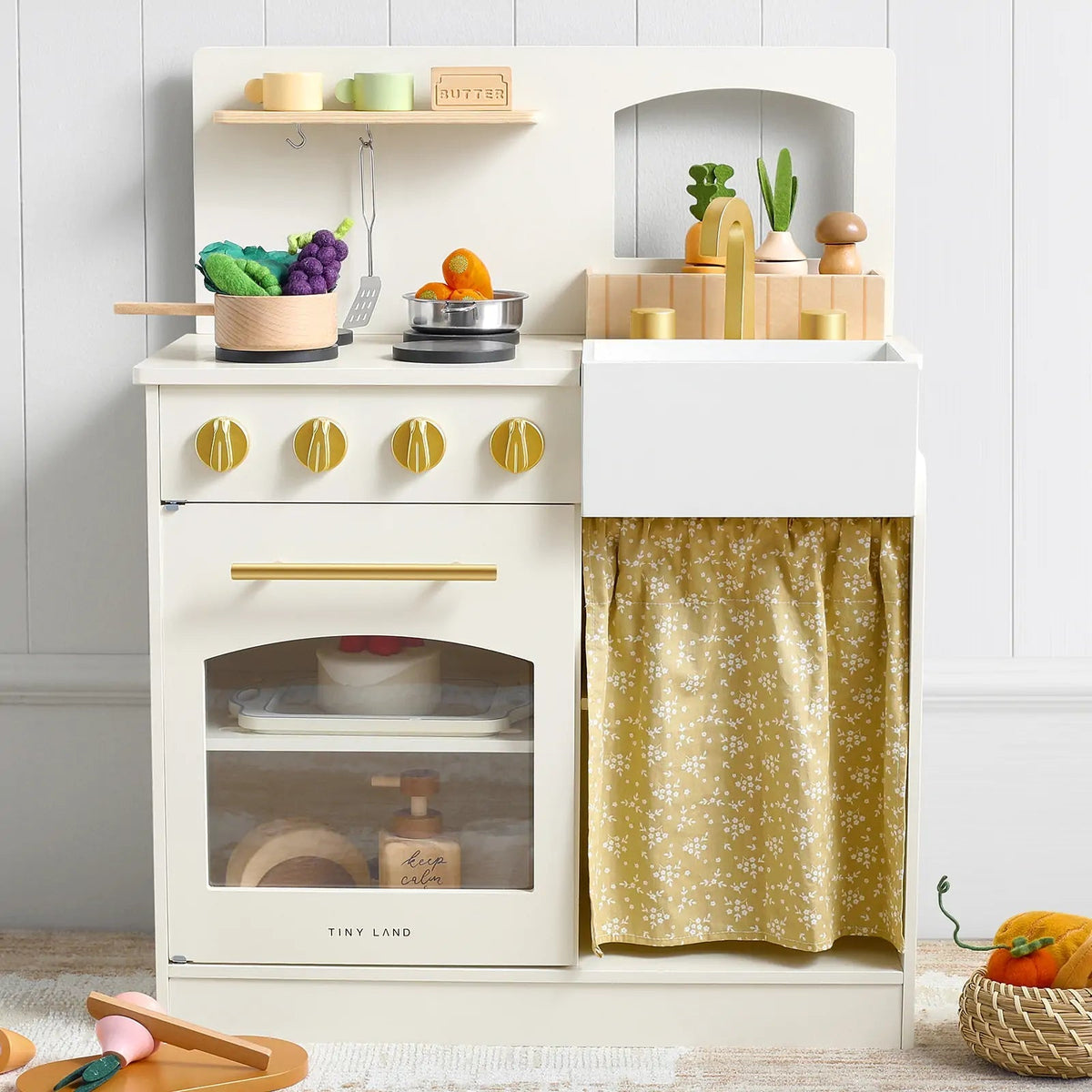 Tiny Land Honey Kitchenette | Wooden Play Kitchen for Toddlers