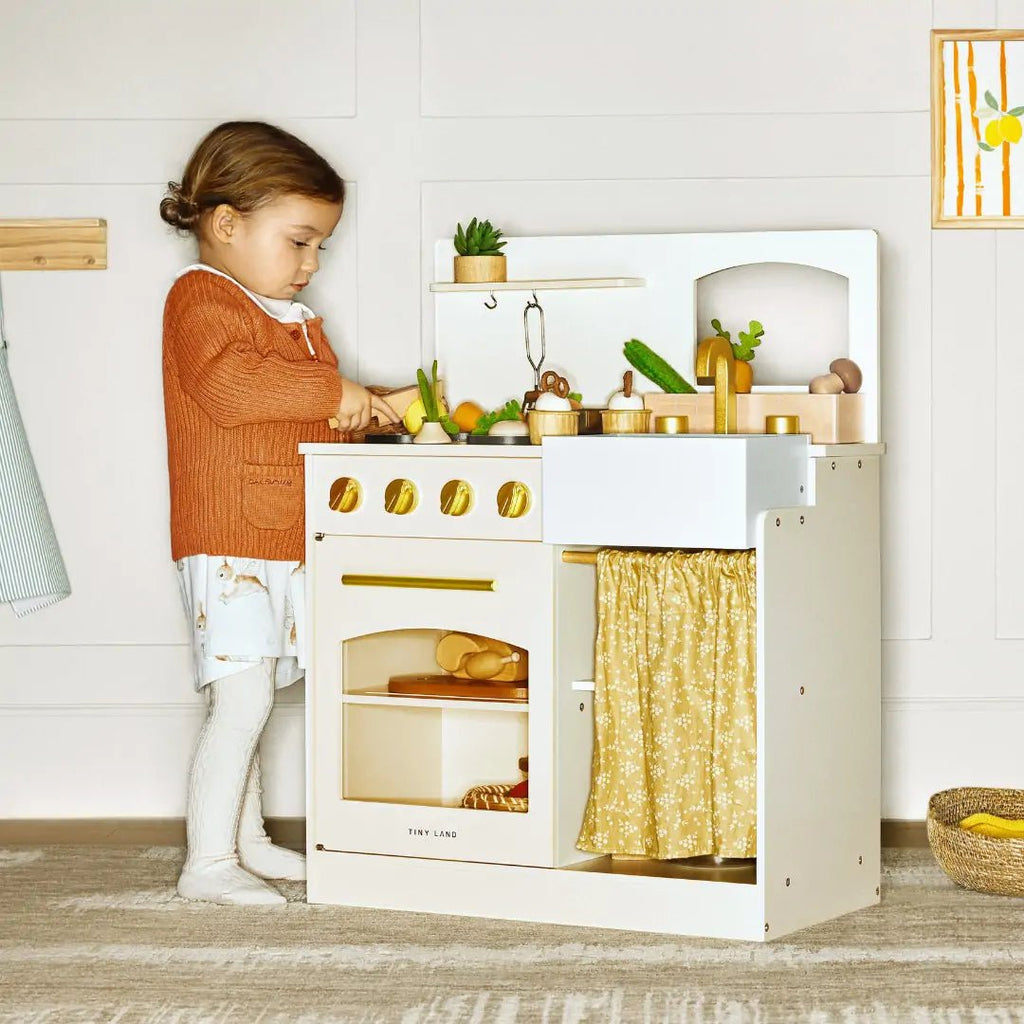 Tiny Land Honey Kitchenette | Wooden Play Kitchen for Toddlers