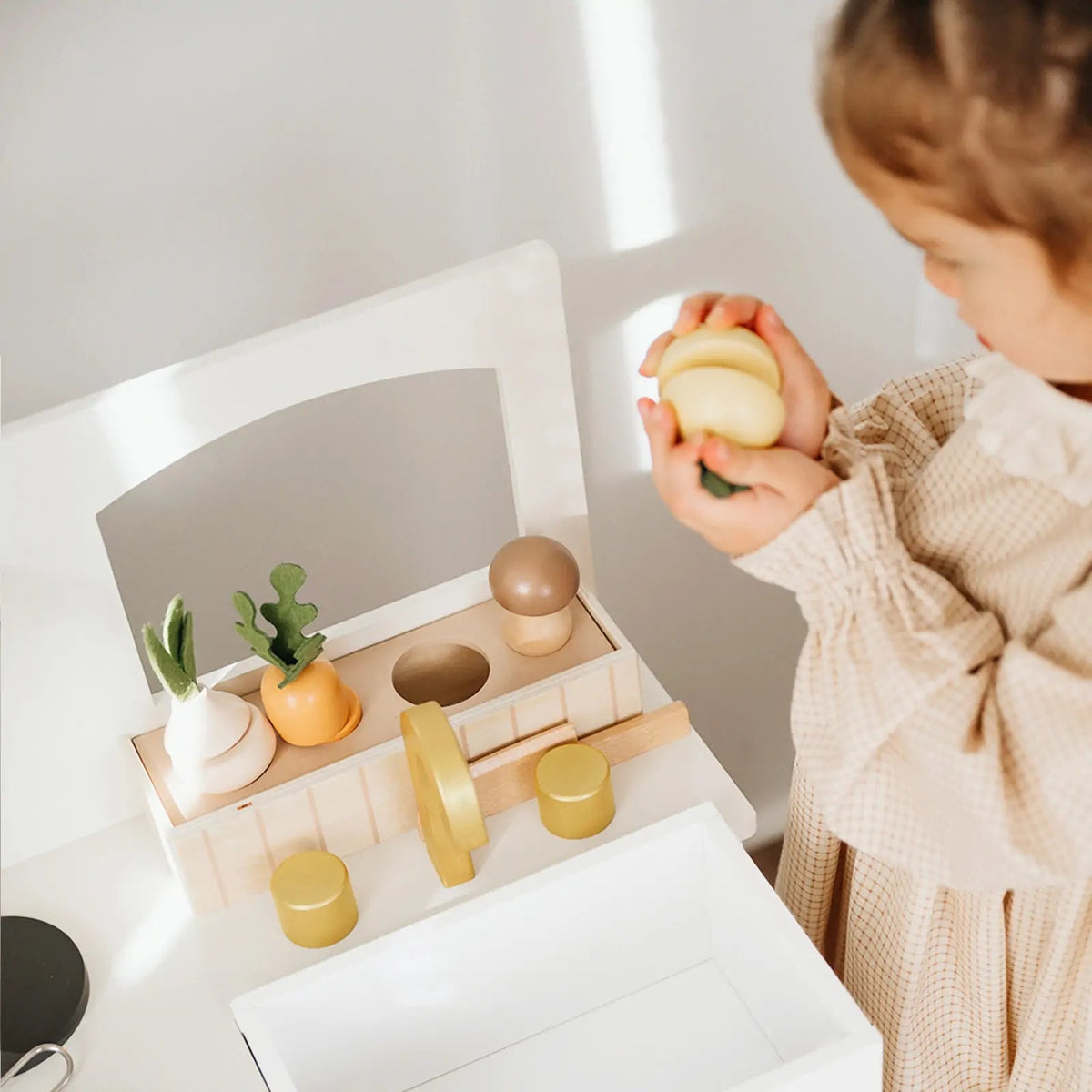 Tiny Land Honey Kitchenette | Wooden Play Kitchen for Toddlers