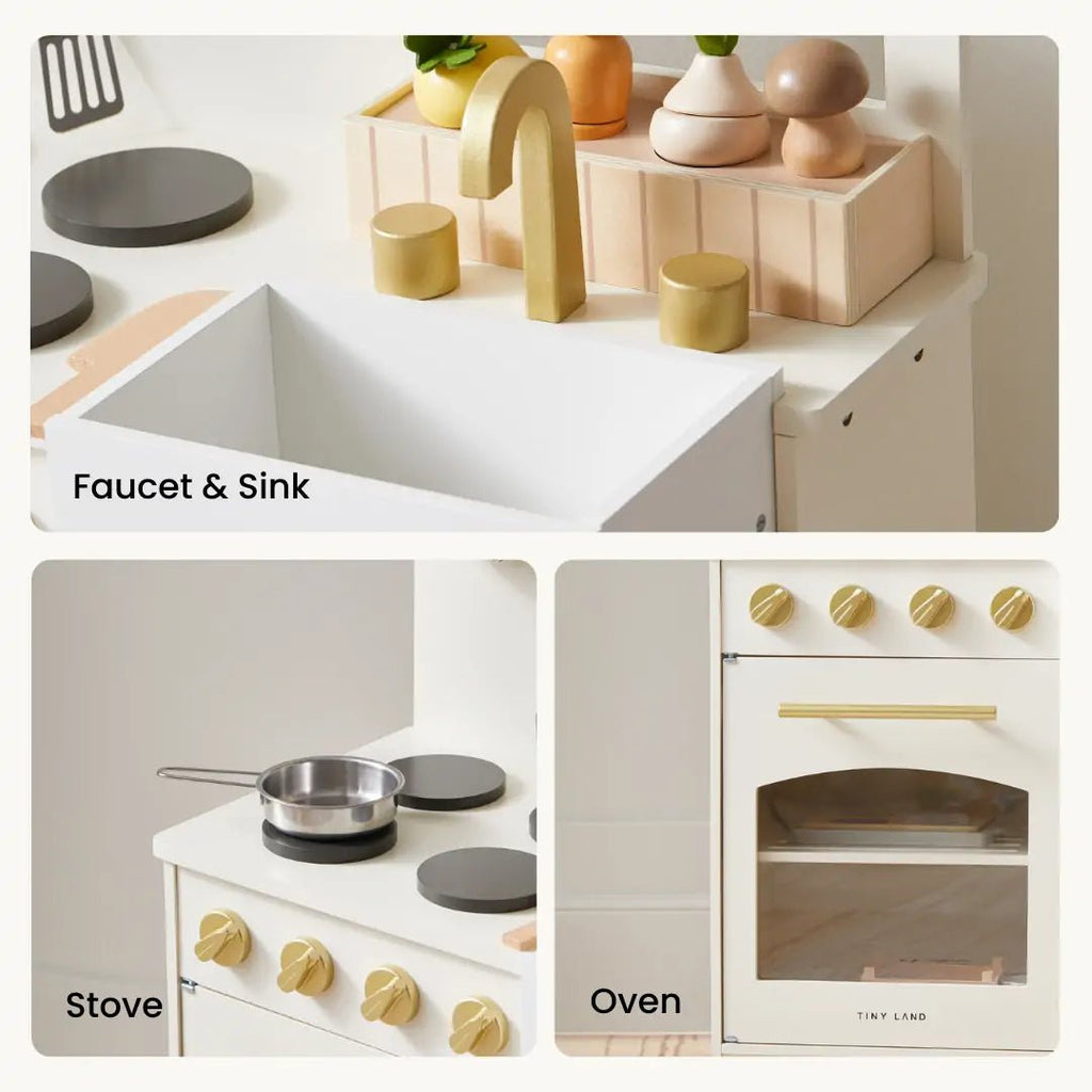 Tiny Land Honey Kitchenette | Wooden Play Kitchen for Toddlers