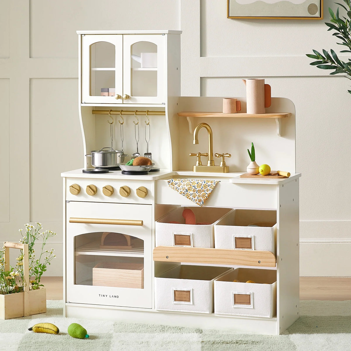 Tiny Land Cottagecore | Wooden Play Kitchen with Storage — manufacturer product image 1