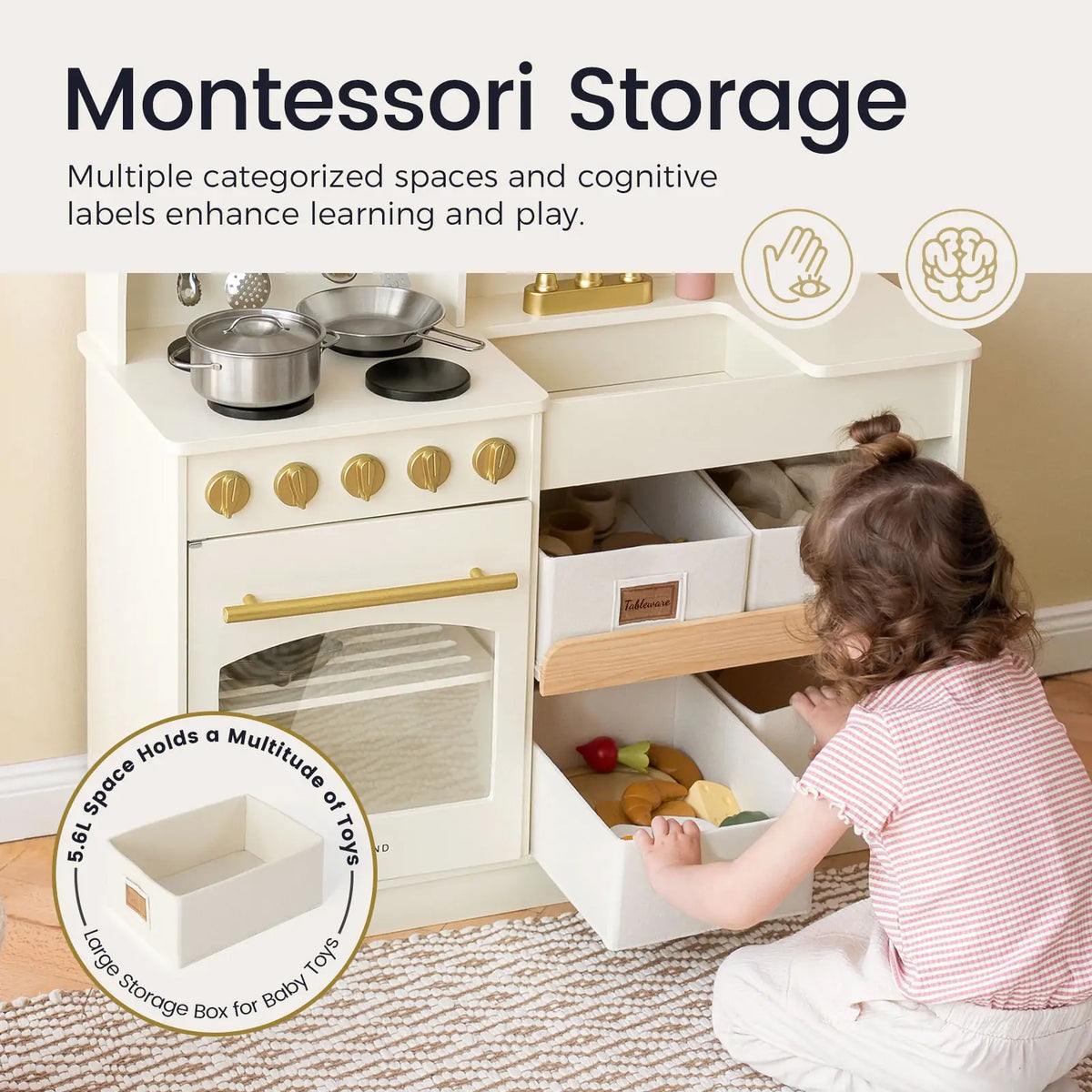Tiny Land Cottagecore | Wooden Play Kitchen with Storage — manufacturer product image 4