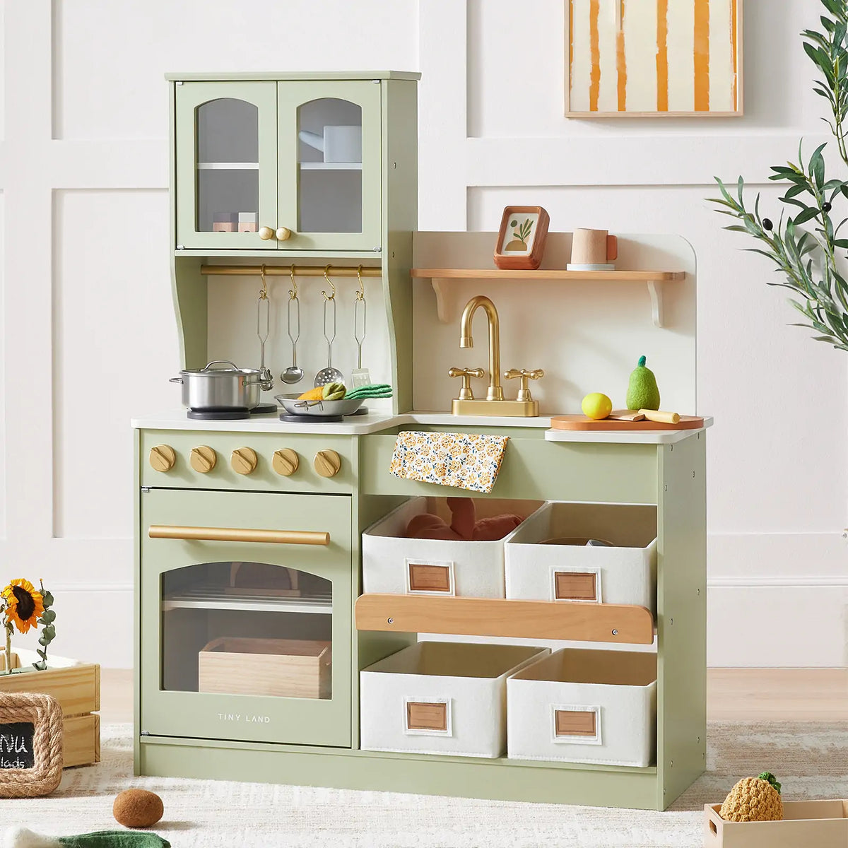 Tiny Land Cottagecore | Wooden Play Kitchen with Storage — manufacturer product image 9