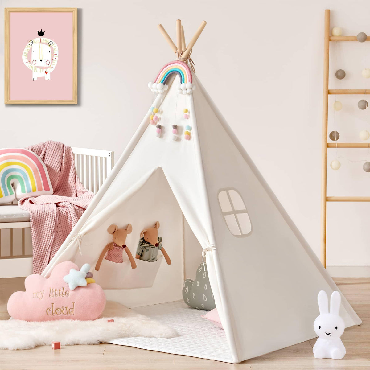Tiny Land Teepee Hideaway | Kids Indoor Play Tent with Floor Mat