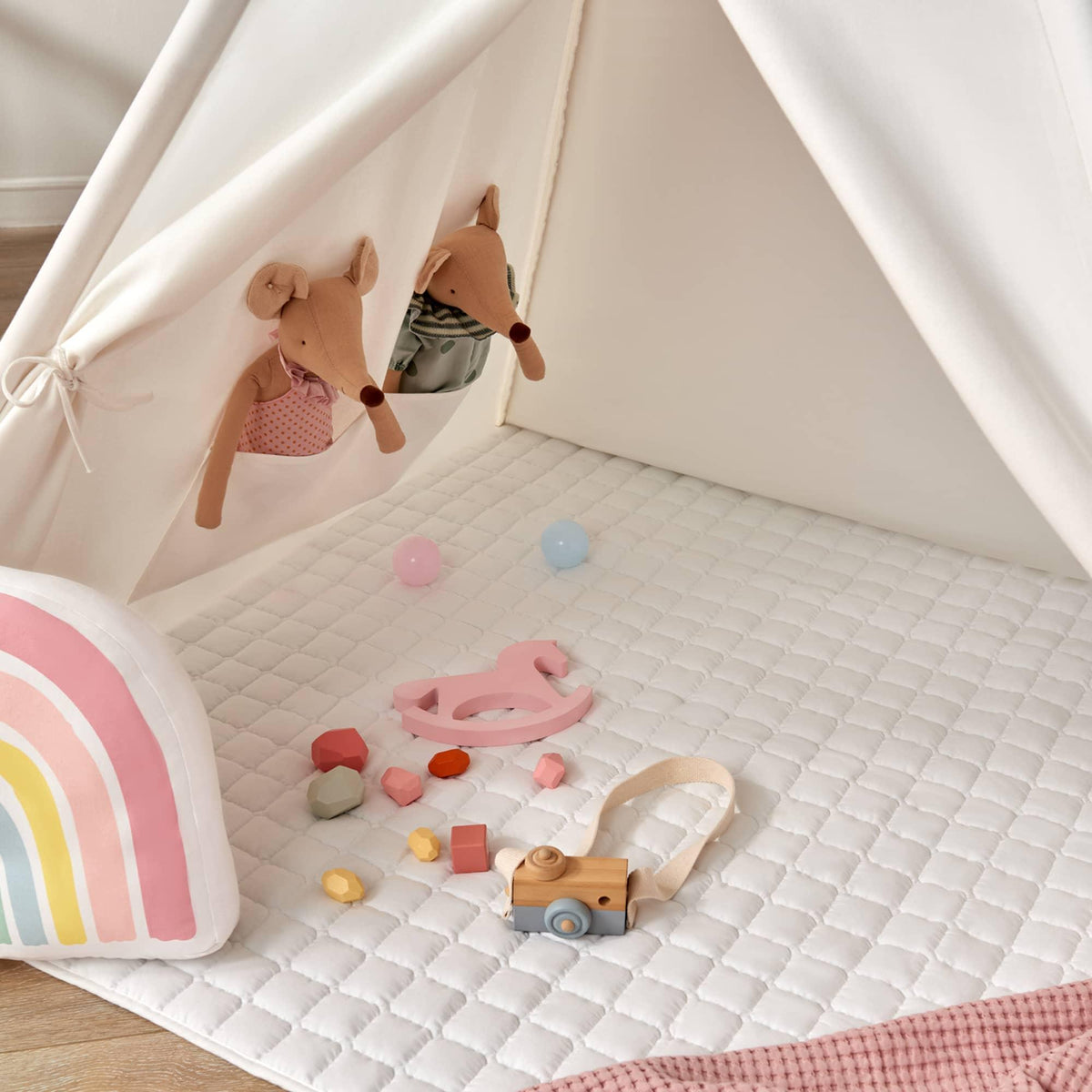 Tiny Land Teepee Hideaway | Kids Indoor Play Tent with Floor Mat