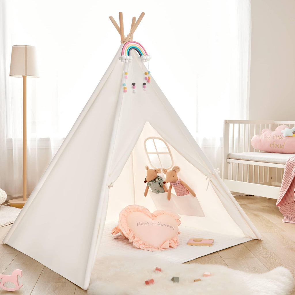 Tiny Land Teepee Hideaway | Kids Indoor Play Tent with Floor Mat