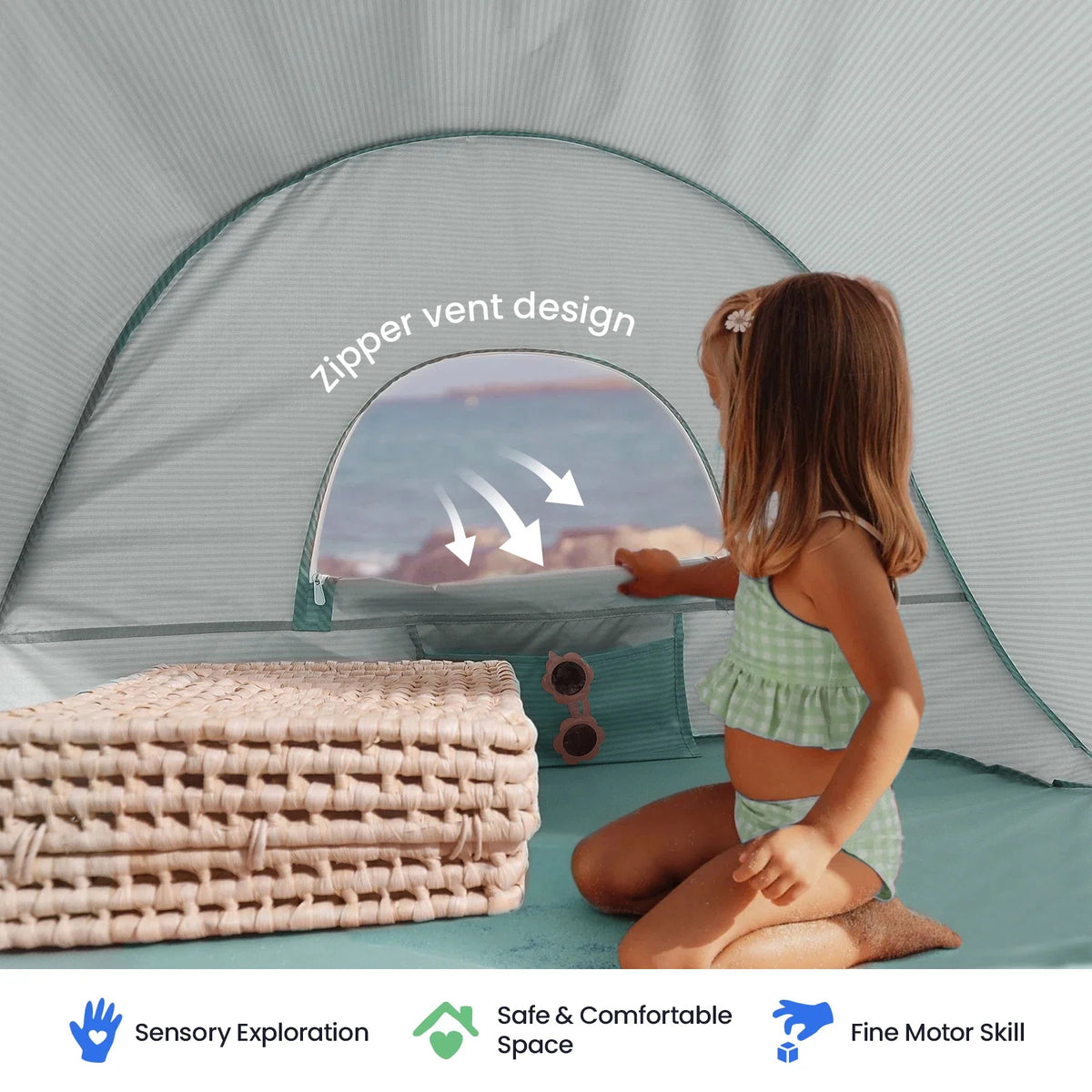 Tiny Land Beach Day | Kids Beach Tent & Sand Toy Set