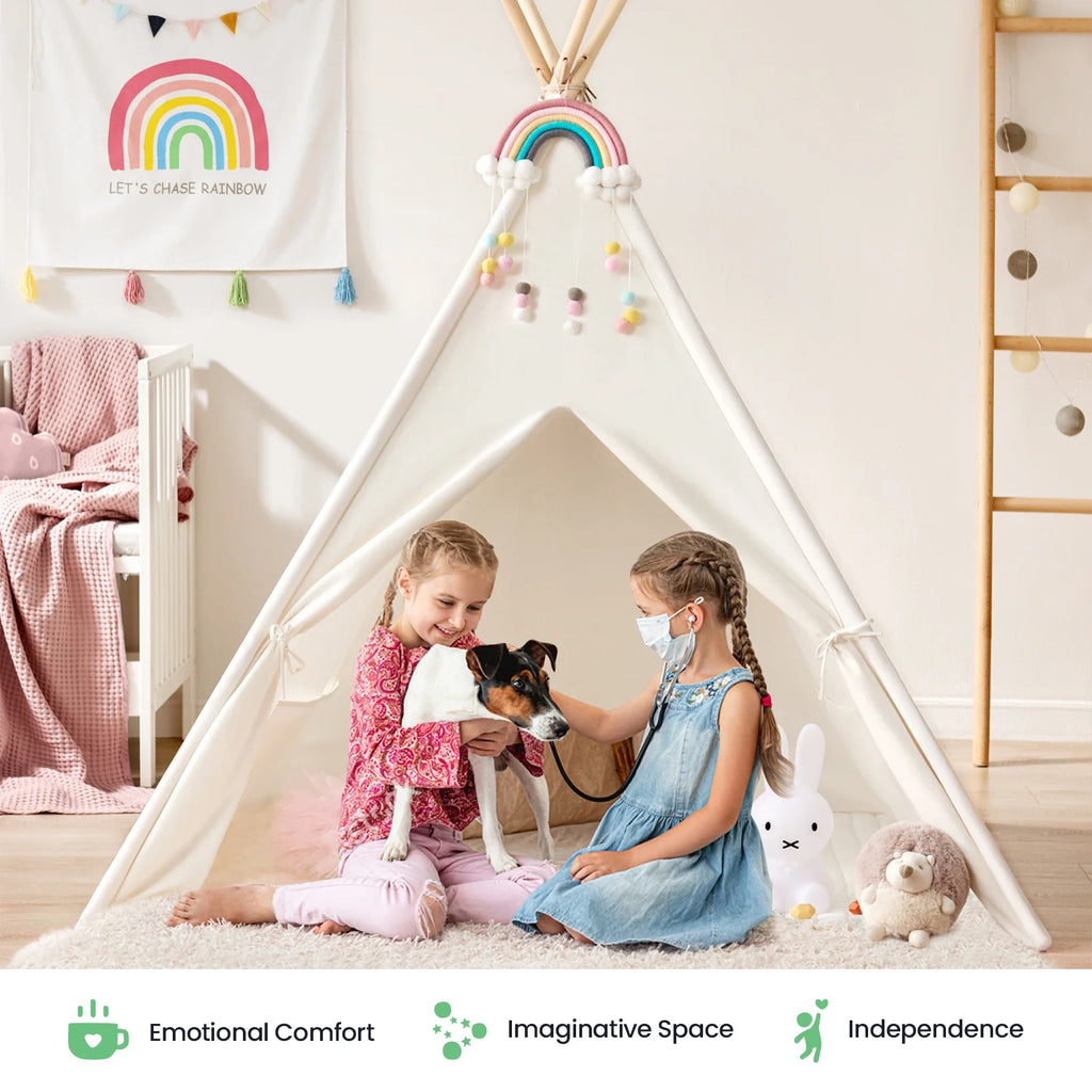Tiny Land Teepee Hideaway | Kids Indoor Play Tent with Floor Mat