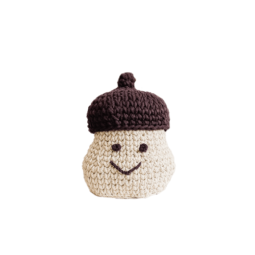 Bebemoss smiling acorn organic cotton crochet storage basket