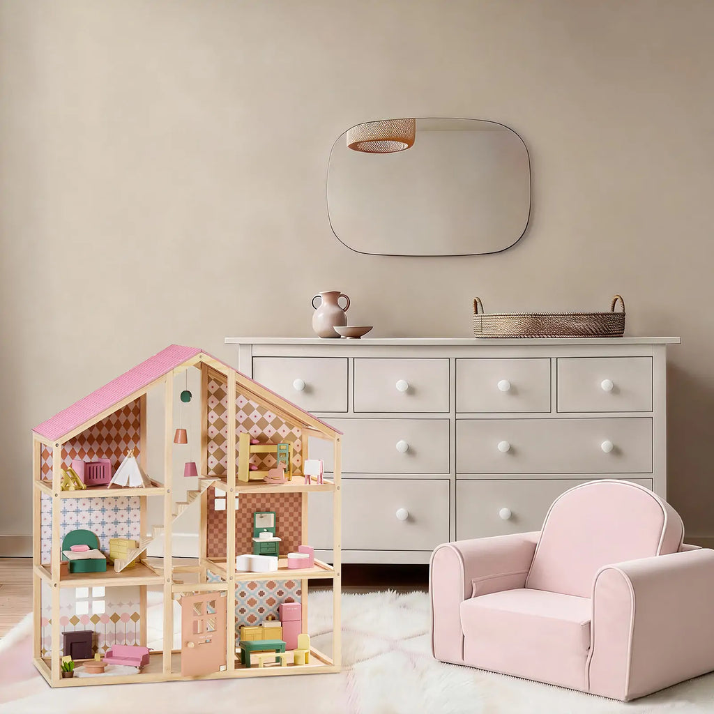 Tiny Land Sweetwood Pegasus | Wooden Dollhouse with Family Dolls