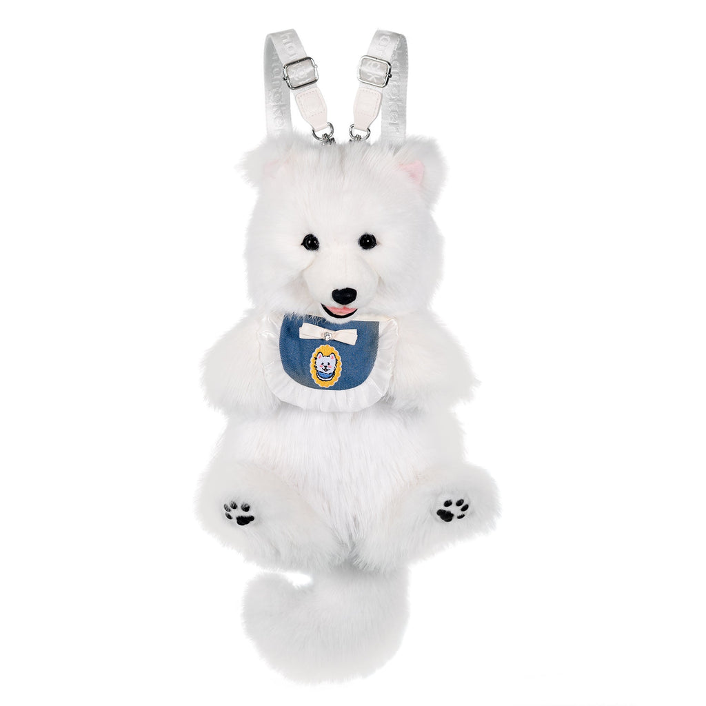 Chongker Fluffy Samoyed | Realistic Plush Dog Backpack