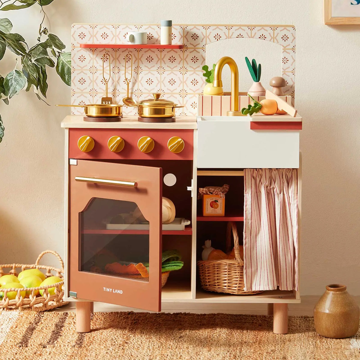 Tiny Land Honey Kitchenette | Wooden Play Kitchen for Toddlers