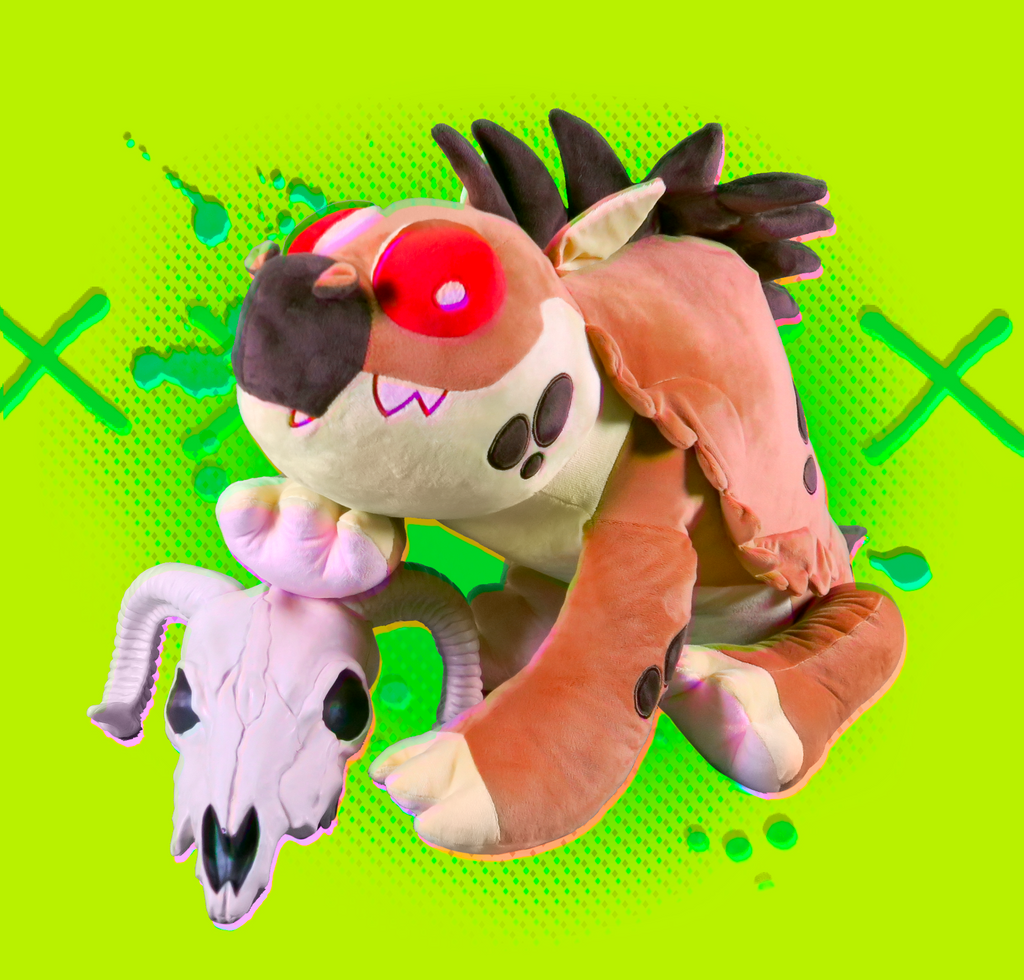 Tiny Teeth jumbo Chupacabra plush in brown or green