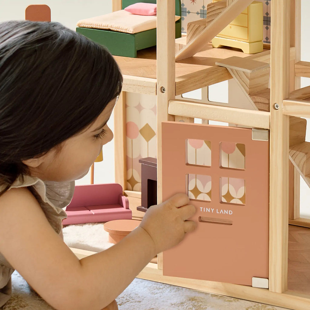 Tiny Land Sweetwood Pegasus | Wooden Dollhouse with Family Dolls