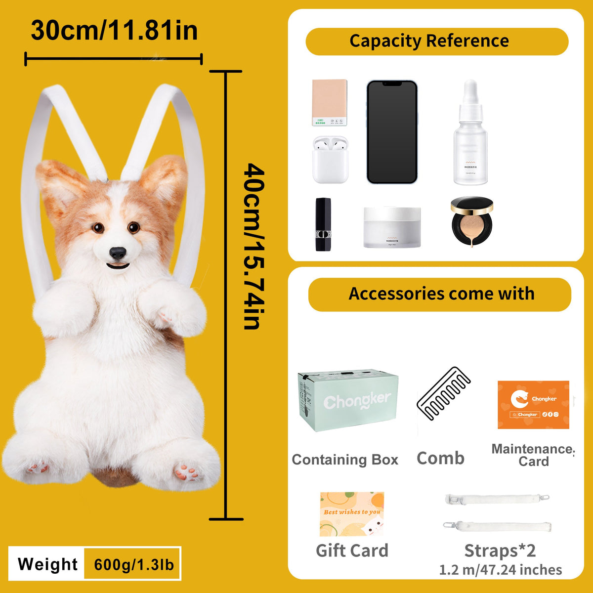 Chongker Corgi Backpack | Realistic Plush Dog Backpack