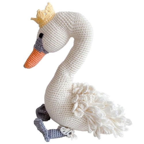 Bebemoss Fiona white swan with crown crochet plush