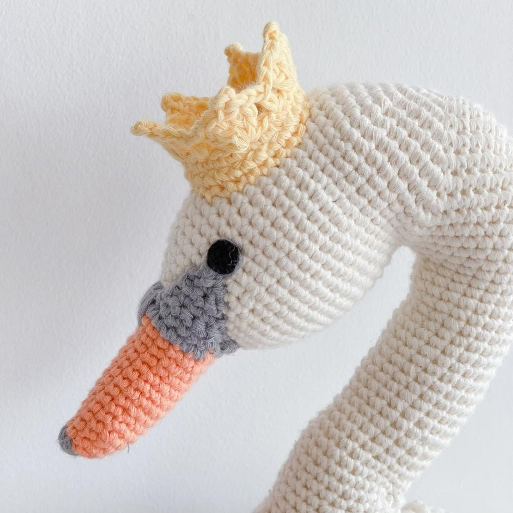 Bebemoss Fiona the Swan | Crowned Crochet Plushie