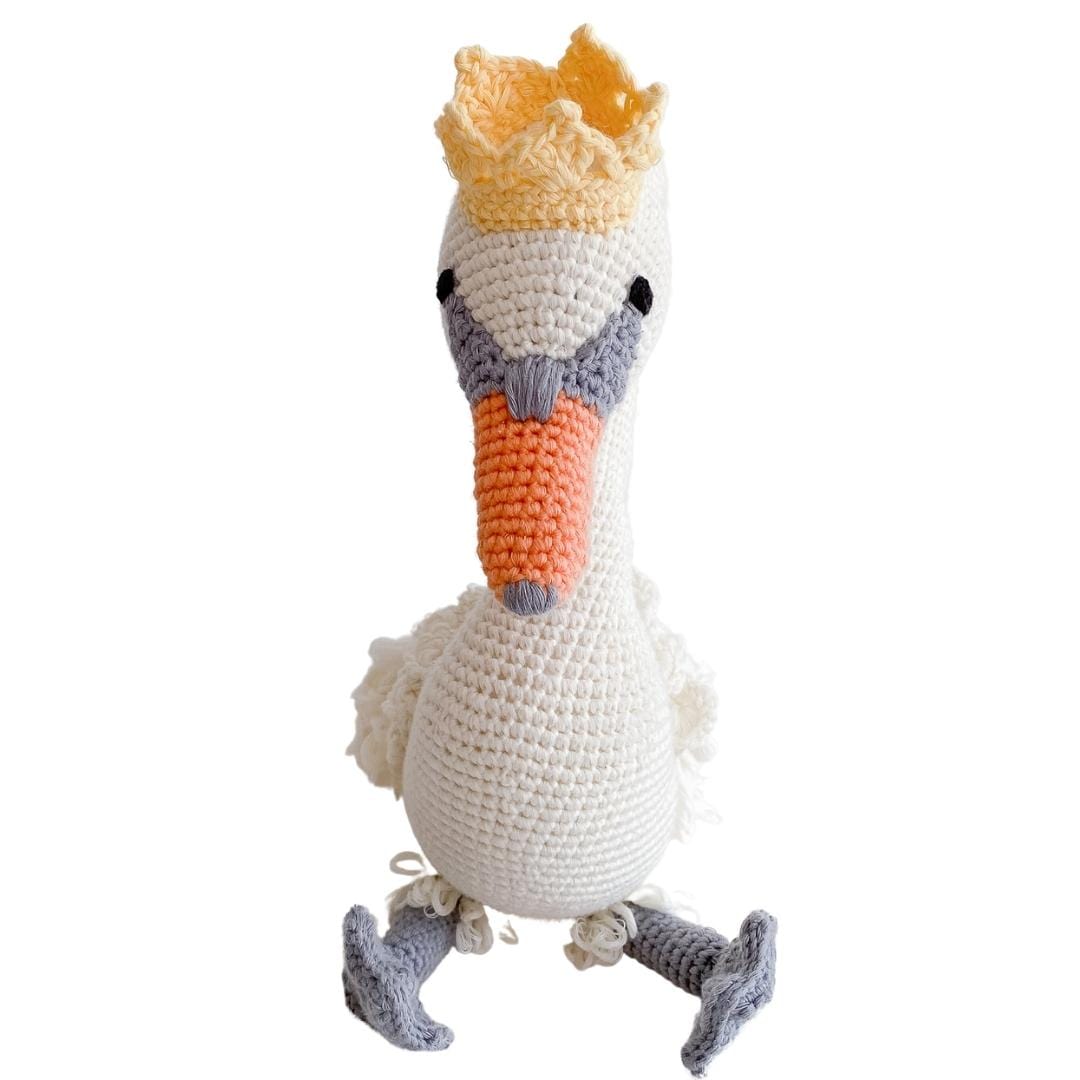 Bebemoss Fiona the Swan | Crowned Crochet Plushie