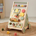 Tiny Land sage green wooden baby activity walker