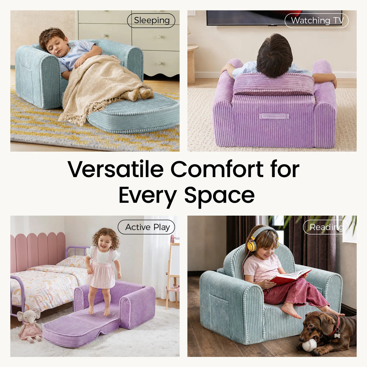 Tiny Land GentleSnug | Convertible Corduroy Kids Chair — manufacturer product image 15