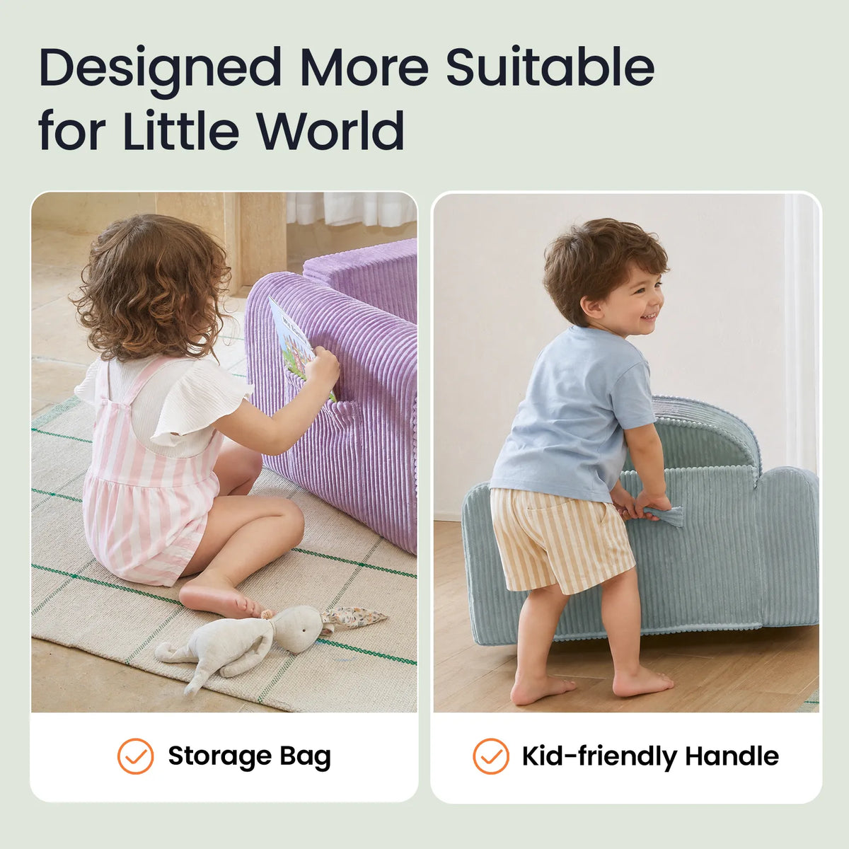 Tiny Land GentleSnug | Convertible Corduroy Kids Chair — manufacturer product image 19