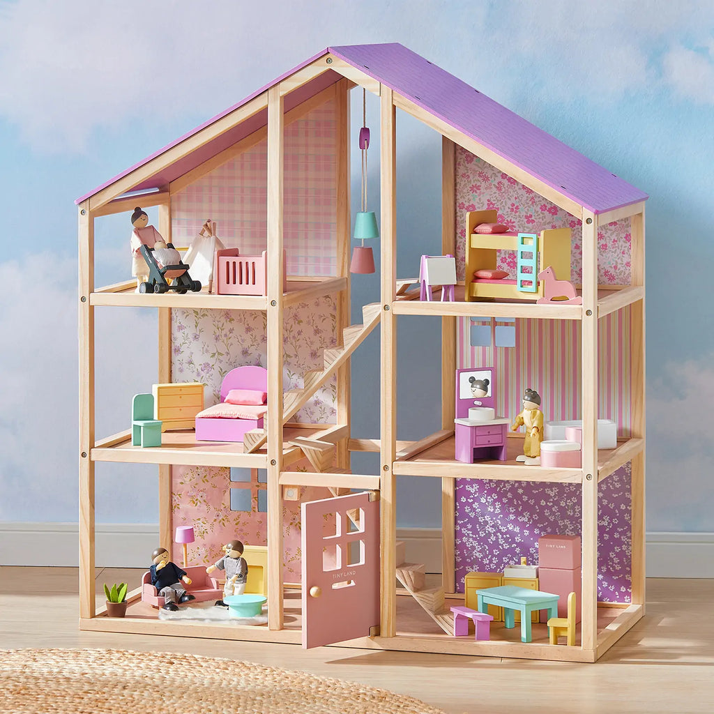 Tiny Land Sweetwood Unicorn dollhouse and family dolls