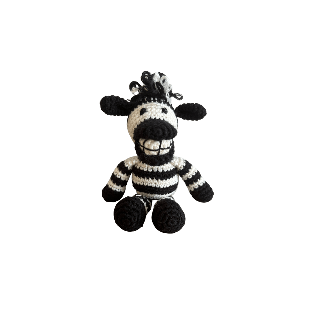 Bebemoss mini Lebo zebra striped crochet toy