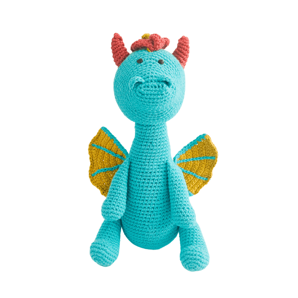 Bebemoss Loong teal dragon crochet stuffed animal