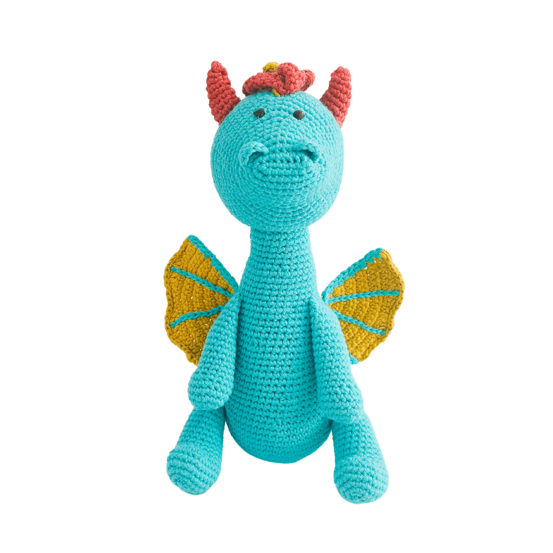 Bebemoss Loong teal dragon crochet stuffed animal