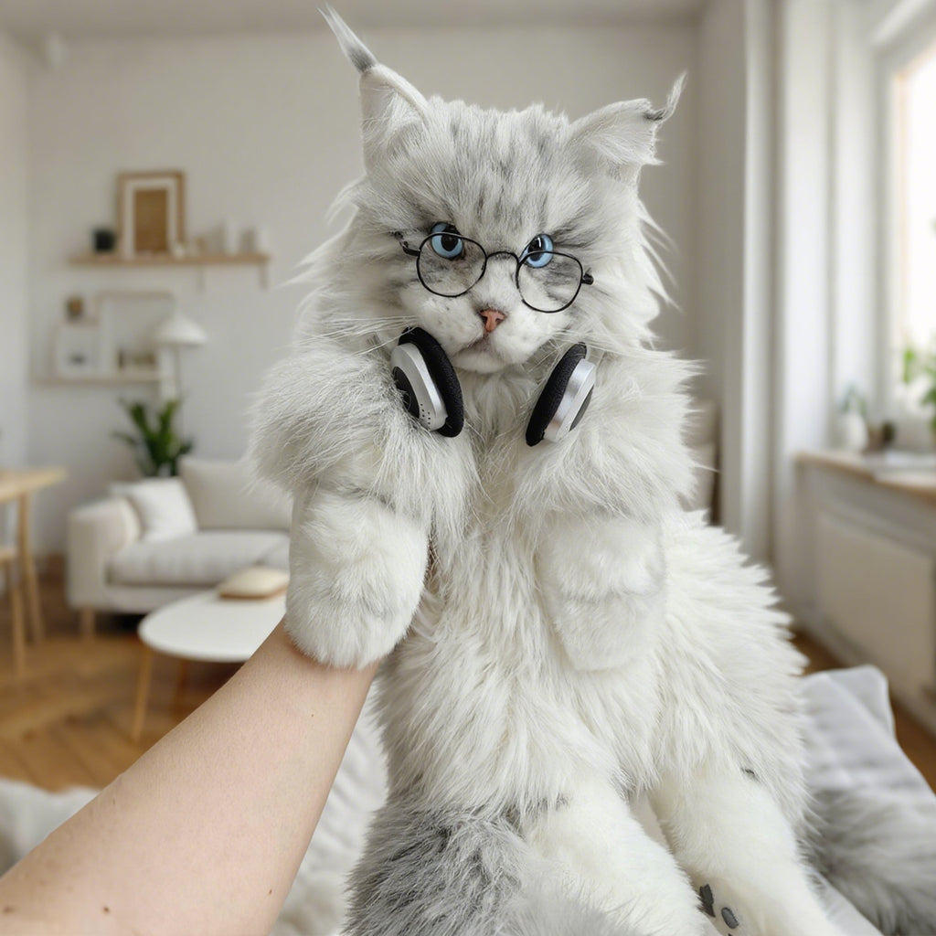 Chongker realistic silver Maine Coon cat backpack