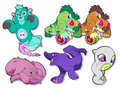 Tiny Teeth Halloween cryptid character enamel pins