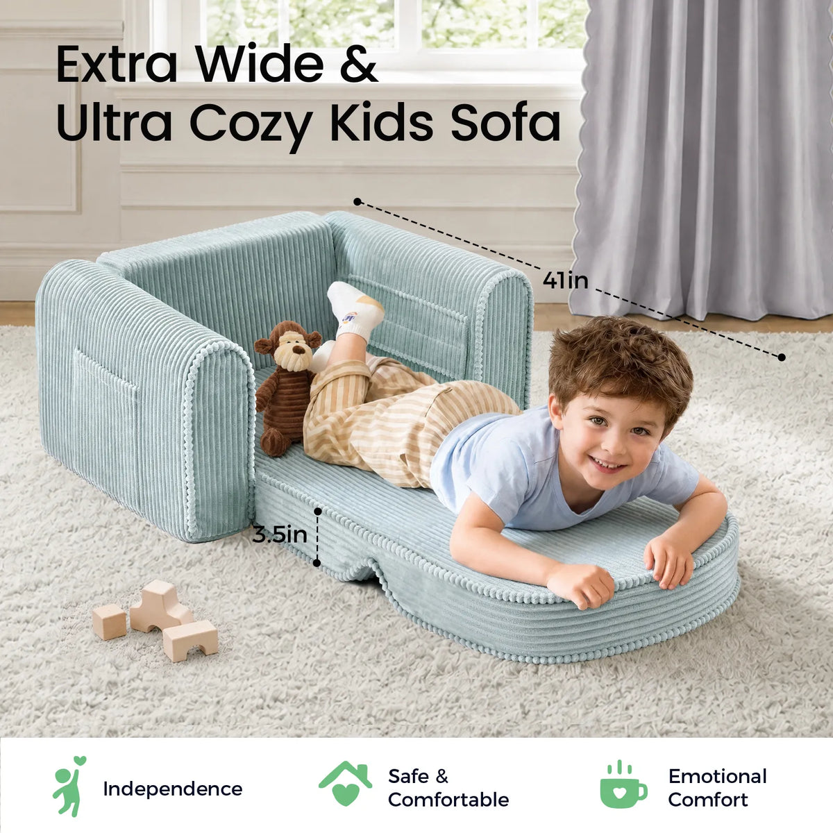 Tiny Land GentleSnug | Convertible Corduroy Kids Chair — manufacturer product image 3