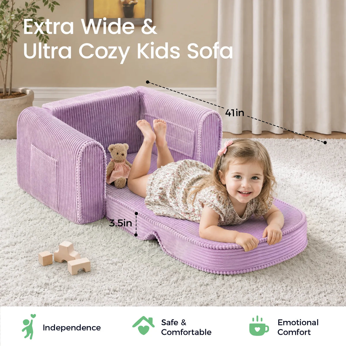 Tiny Land GentleSnug | Convertible Corduroy Kids Chair — manufacturer product image 14