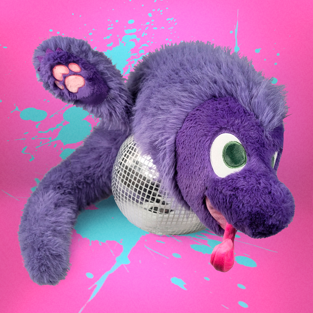 Tiny Teeth long Wyrm on a String plush in pink or purple